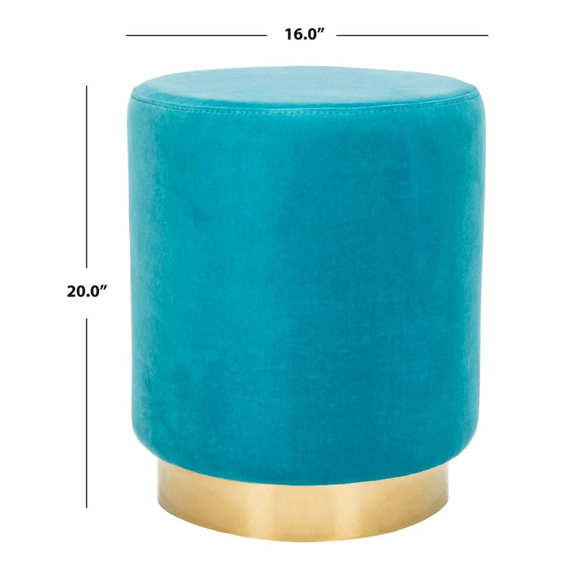 Ottoman rond en velours avec base en laiton – Assise 1 place