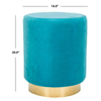 Ottoman rond en velours avec base en laiton – Assise 1 place