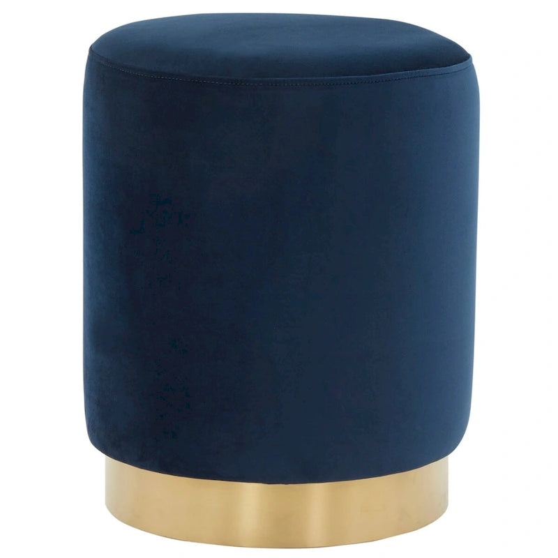 Ottoman rond en velours avec base en laiton – Assise 1 place