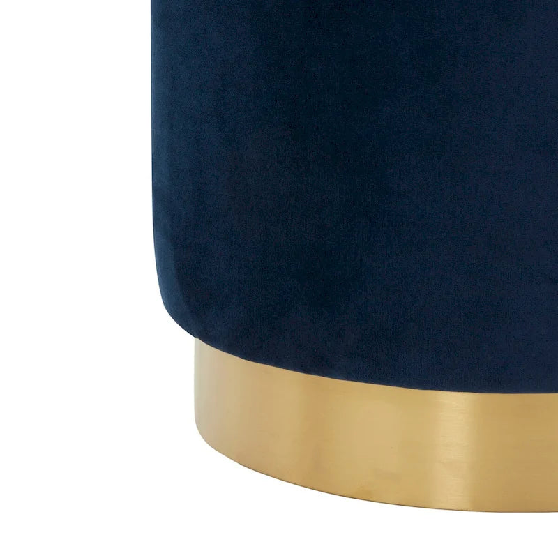 Ottoman rond en velours avec base en laiton – Assise 1 place