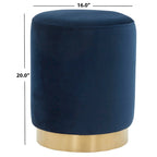 Ottoman rond en velours avec base en laiton – Assise 1 place