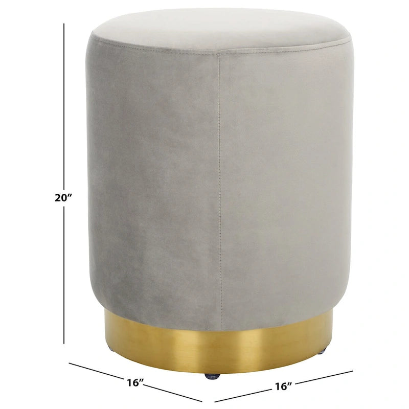 Ottoman rond en velours avec base en laiton – Assise 1 place