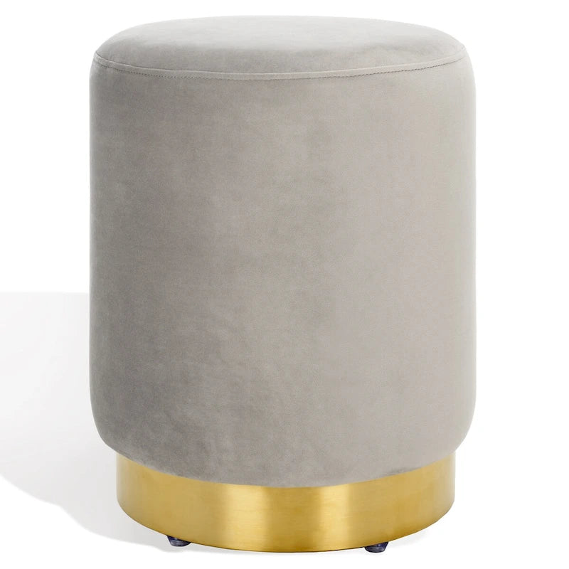 Ottoman rond en velours avec base en laiton – Assise 1 place