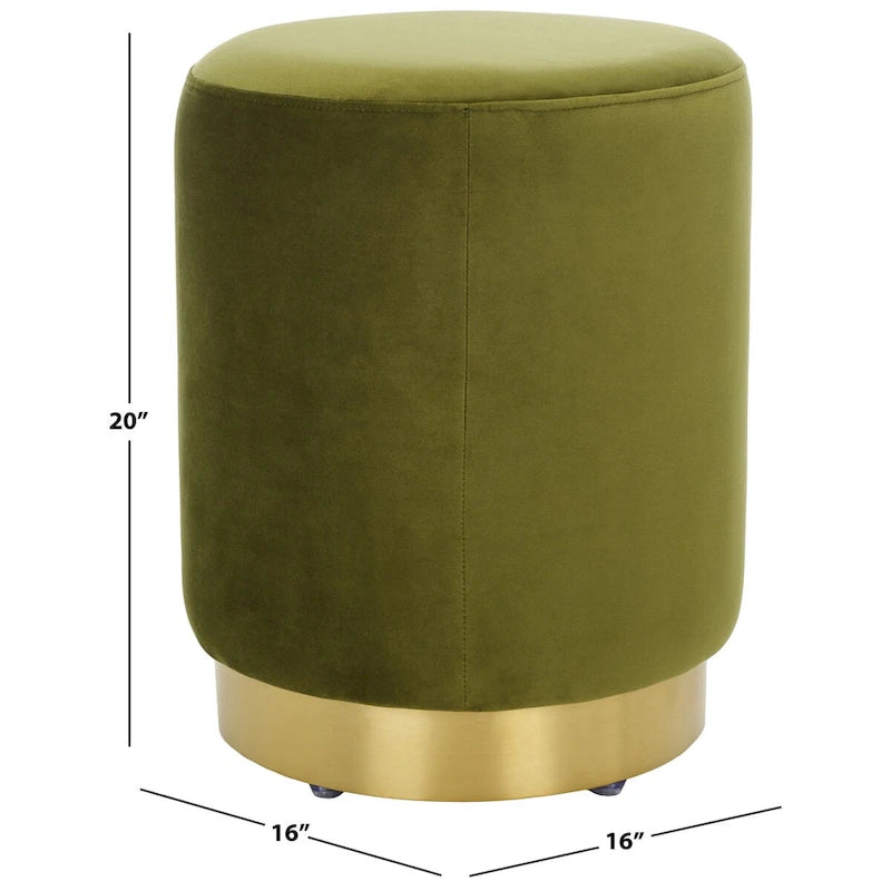 Ottoman rond en velours avec base en laiton – Assise 1 place