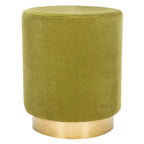 Ottoman rond en velours avec base en laiton – Assise 1 place