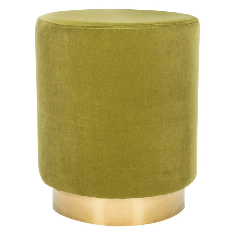 Ottoman rond en velours avec base en laiton – Assise 1 place