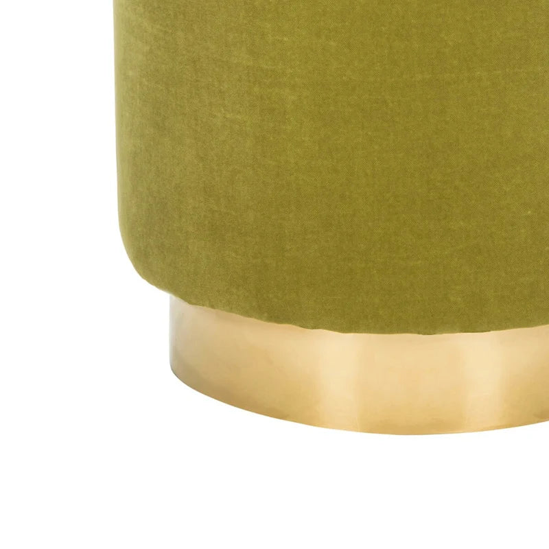 Ottoman rond en velours avec base en laiton – Assise 1 place