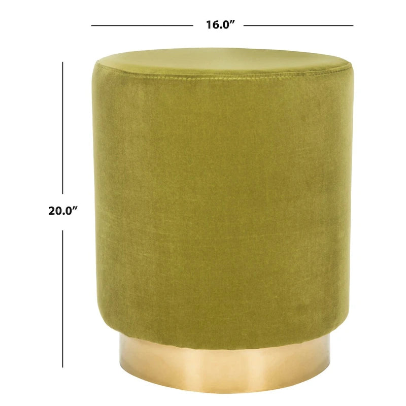 Ottoman rond en velours avec base en laiton – Assise 1 place