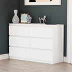 Commode double blanche à 6 tiroirs, autoportante, assemblage par 2 personnes