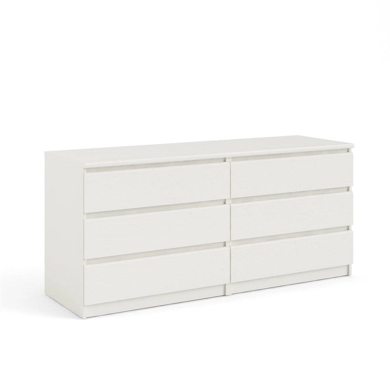 Commode double blanche à 6 tiroirs, autoportante, assemblage par 2 personnes
