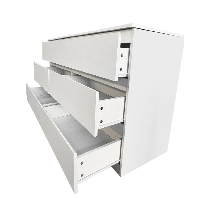Commode double blanche à 6 tiroirs, autoportante, assemblage par 2 personnes
