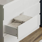 Commode double blanche à 6 tiroirs, autoportante, assemblage par 2 personnes