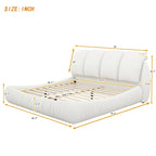 Lit plateforme rembourré 2 places King – Velours / Cuir, 4 couleurs