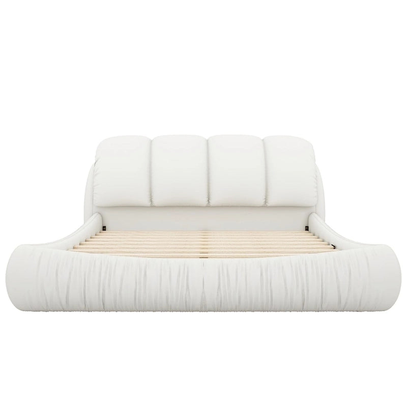 Lit plateforme rembourré 2 places King – Velours / Cuir, 4 couleurs