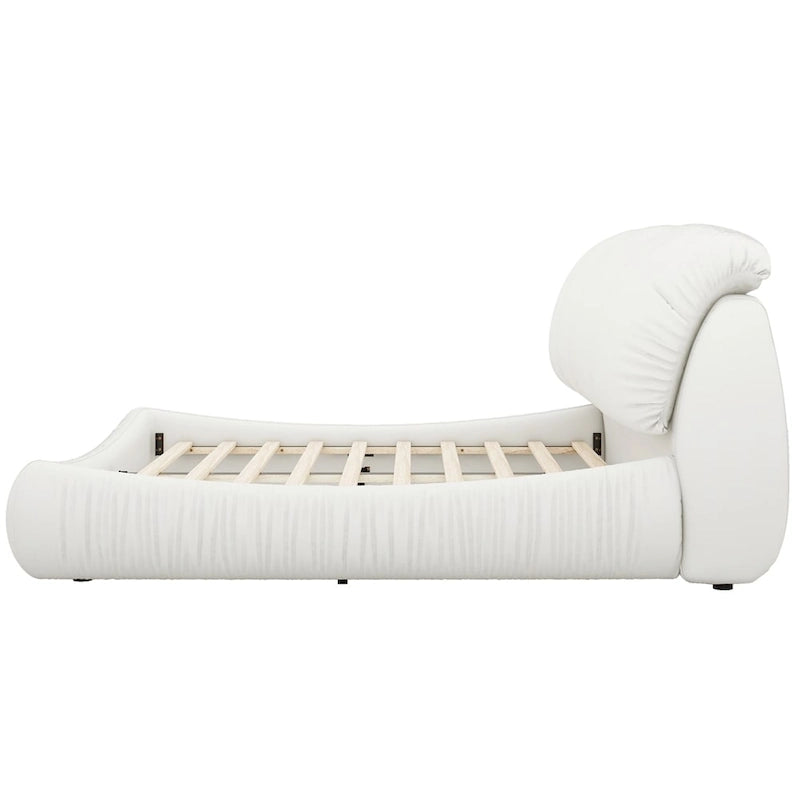 Lit plateforme rembourré 2 places King – Velours / Cuir, 4 couleurs