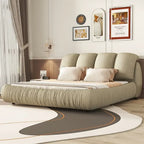 Lit plateforme rembourré 2 places King – Velours / Cuir, 4 couleurs