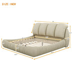 Lit plateforme rembourré 2 places King – Velours / Cuir, 4 couleurs
