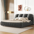 Lit plateforme rembourré 2 places King – Velours / Cuir, 4 couleurs