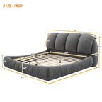 Lit plateforme rembourré 2 places King – Velours / Cuir, 4 couleurs