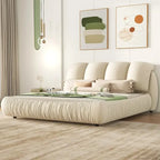 Lit plateforme rembourré 2 places King – Velours / Cuir, 4 couleurs