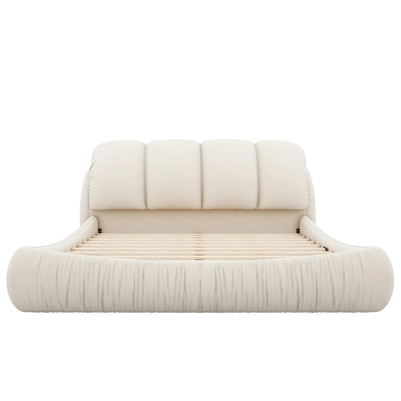 Lit plateforme rembourré 2 places King – Velours / Cuir, 4 couleurs