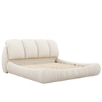 Lit plateforme rembourré 2 places King – Velours / Cuir, 4 couleurs