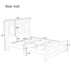 Cadre de lit plateforme en pin massif marron / blanc / gris pierre – Lit simple / double / queen, 1 à 2 personnes
