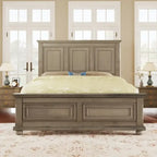 Cadre de lit plateforme en pin massif marron / blanc / gris pierre – Lit simple / double / queen, 1 à 2 personnes