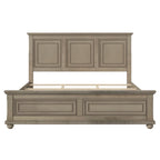 Cadre de lit plateforme en pin massif marron / blanc / gris pierre – Lit simple / double / queen, 1 à 2 personnes