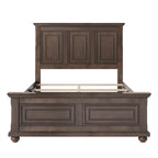 Cadre de lit plateforme en pin massif marron / blanc / gris pierre – Lit simple / double / queen, 1 à 2 personnes