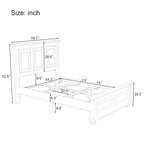 Cadre de lit plateforme en pin massif marron / blanc / gris pierre – Lit simple / double / queen, 1 à 2 personnes