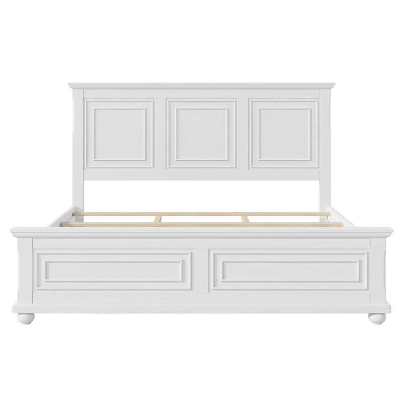 Cadre de lit plateforme en pin massif marron / blanc / gris pierre – Lit simple / double / queen, 1 à 2 personnes