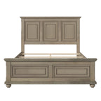 Cadre de lit plateforme en pin massif marron / blanc / gris pierre – Lit simple / double / queen, 1 à 2 personnes