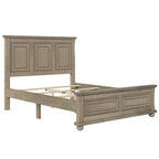 Cadre de lit plateforme en pin massif marron / blanc / gris pierre – Lit simple / double / queen, 1 à 2 personnes