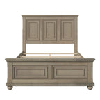 Cadre de lit plateforme en pin massif marron / blanc / gris pierre – Lit simple / double / queen, 1 à 2 personnes