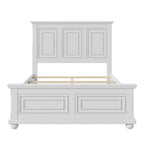 Cadre de lit plateforme en pin massif marron / blanc / gris pierre – Lit simple / double / queen, 1 à 2 personnes