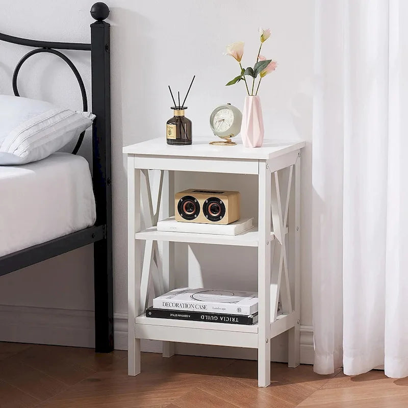 Lot de 2 tables de chevet, table d'appoint à 3 étagères ouvertes — multicolore
