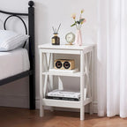 Lot de 2 tables de chevet, table d'appoint à 3 étagères ouvertes — multicolore