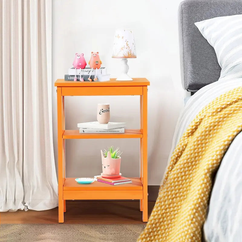 Lot de 2 tables de chevet, table d'appoint à 3 étagères ouvertes — multicolore