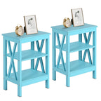 Lot de 2 tables de chevet, table d'appoint à 3 étagères ouvertes — multicolore