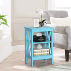 Lot de 2 tables de chevet, table d'appoint à 3 étagères ouvertes — multicolore