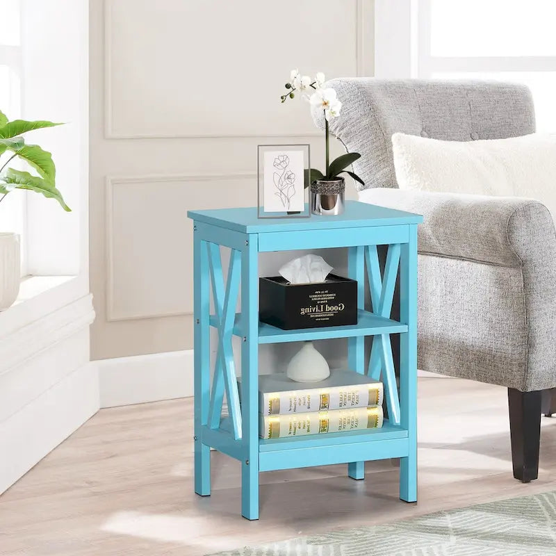 Lot de 2 tables de chevet, table d'appoint à 3 étagères ouvertes — multicolore