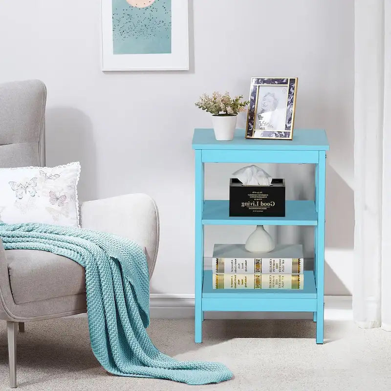 Lot de 2 tables de chevet, table d'appoint à 3 étagères ouvertes — multicolore