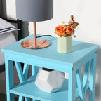 Lot de 2 tables de chevet, table d'appoint à 3 étagères ouvertes — multicolore