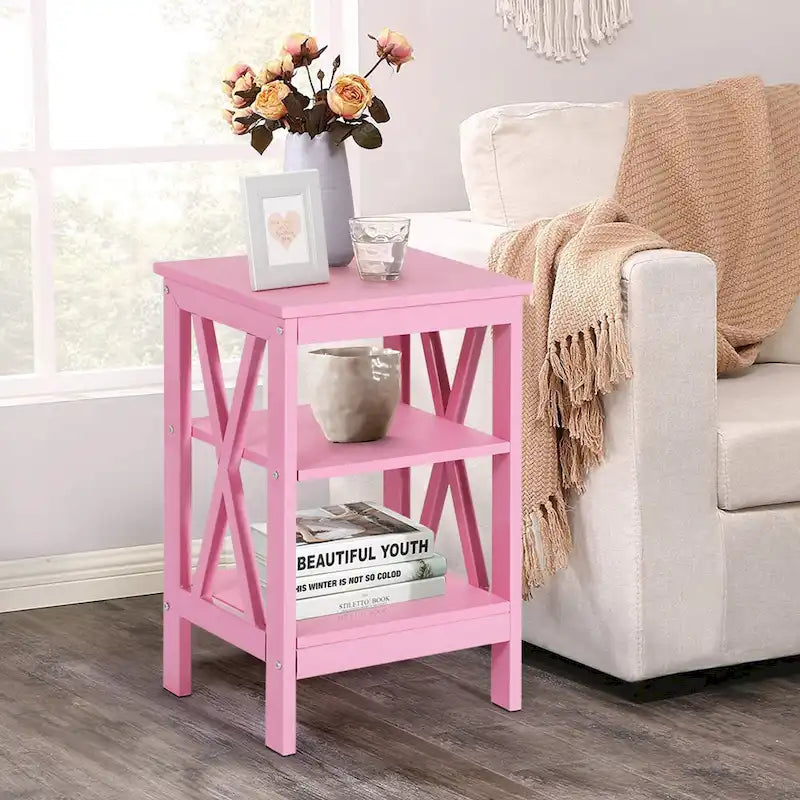 Lot de 2 tables de chevet, table d'appoint à 3 étagères ouvertes — multicolore