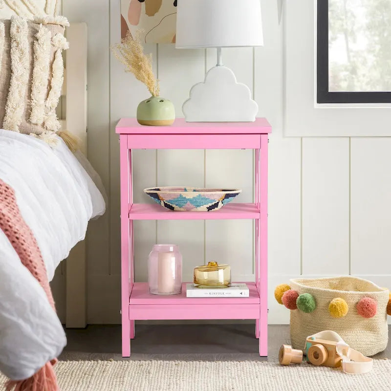 Lot de 2 tables de chevet, table d'appoint à 3 étagères ouvertes — multicolore