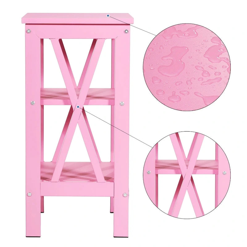 Lot de 2 tables de chevet, table d'appoint à 3 étagères ouvertes — multicolore
