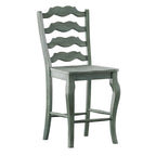 Chaise de comptoir French Ladder Back, lot de 2 – Chêne / Vert sauge / Noir / Gris / Rouge / Blanc / Bleu denim