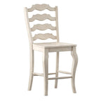 Chaise de comptoir French Ladder Back, lot de 2 – Chêne / Vert sauge / Noir / Gris / Rouge / Blanc / Bleu denim