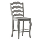 Chaise de comptoir French Ladder Back, lot de 2 – Chêne / Vert sauge / Noir / Gris / Rouge / Blanc / Bleu denim